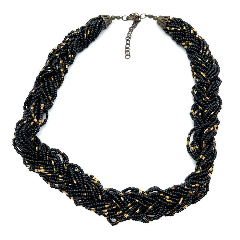 Multi Strand Braided Beads Necklace